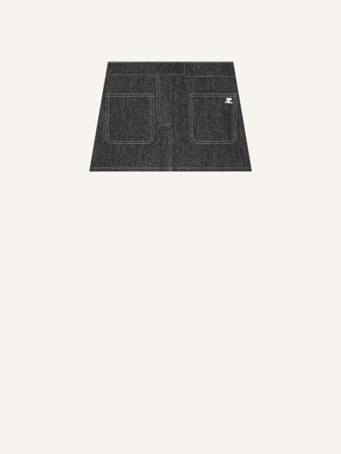 courrèges 2-POCKET DENIM TWEED MINI SKIRT
