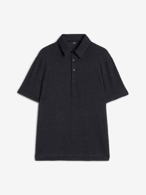 7 For All Mankind Linen Polo in Linen Black