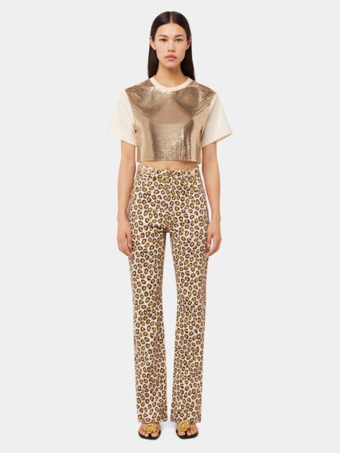 rabanne LEOPARD PRINTED FLARE JEANS