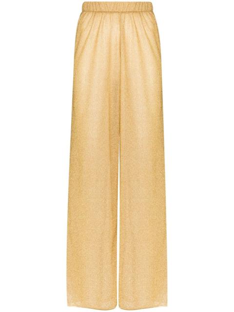Oséree Lumière metallic wide leg trousers