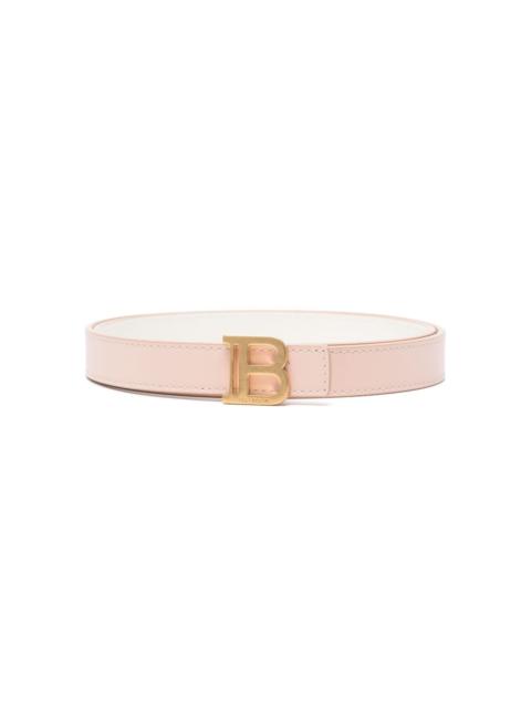logo-buckle reversible leather belt