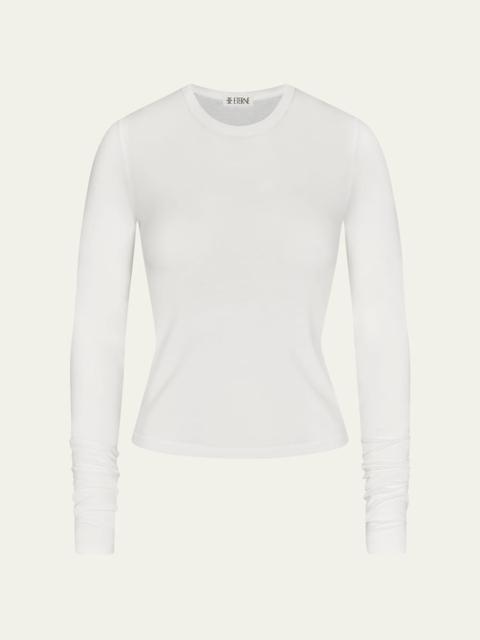 ÉTERNE Fitted Crewneck Long-Sleeve T-Shirt