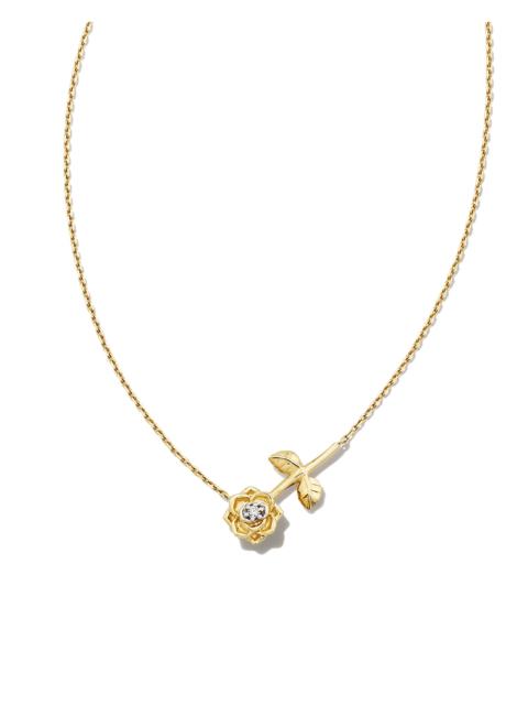 KENDRA SCOTT Ansel Rose 14k Yellow Gold Pendant Necklace in White Diamond