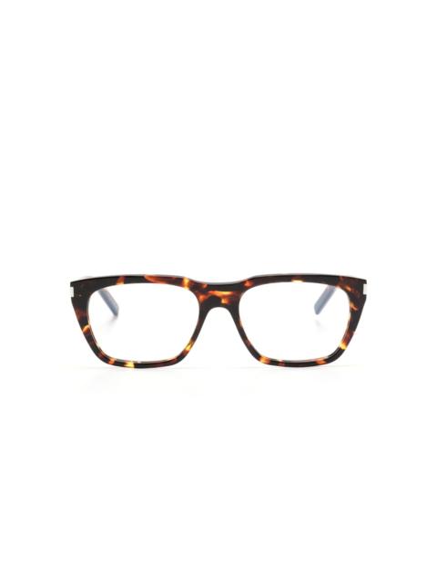 SAINT LAURENT tortoiseshell-effect square-frame glasses