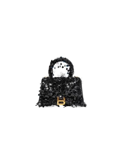 Women's Hourglass Xs Handbag With Chain Embroidery in Black
