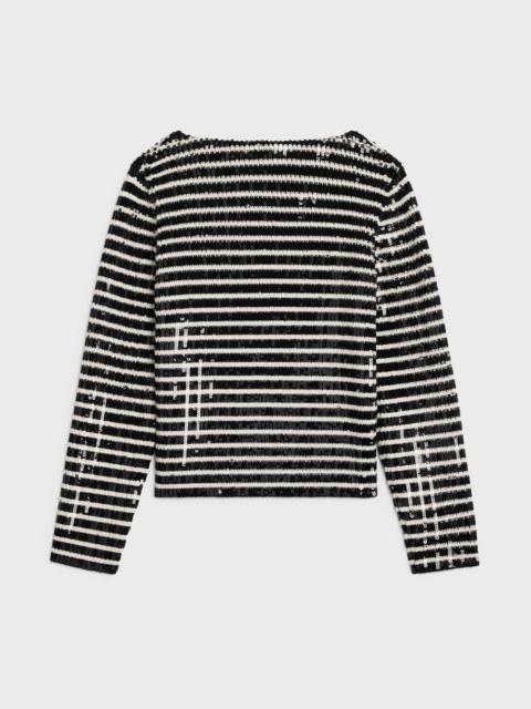 CELINE embroidered boat neck marinière sweater in wool