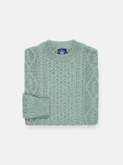 J. PRESS MADE-IN-IRELAND SAGE ARAN KNIT CREWNECK SWEATER