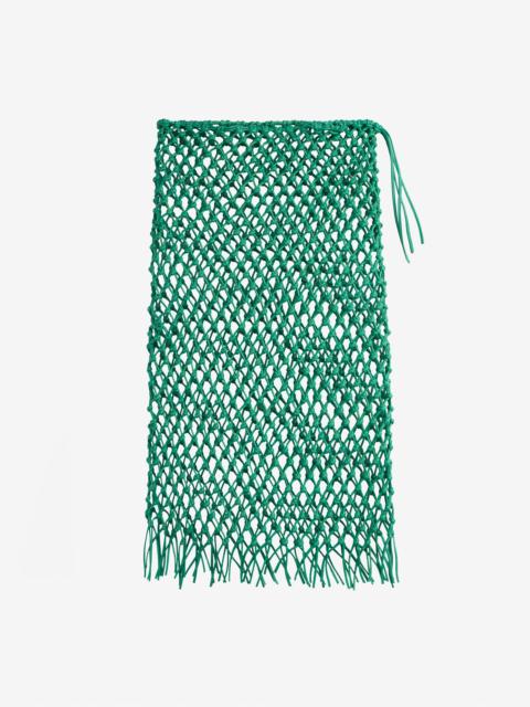 The Frankie Shop Nelaya Leather Macrame Skirt - Emerald