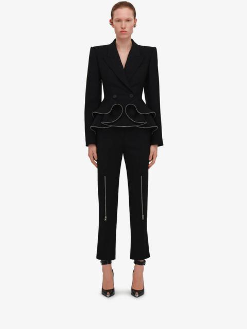 Alexander McQueen Women's Zip Peplum Double-breasted Jacket in Black