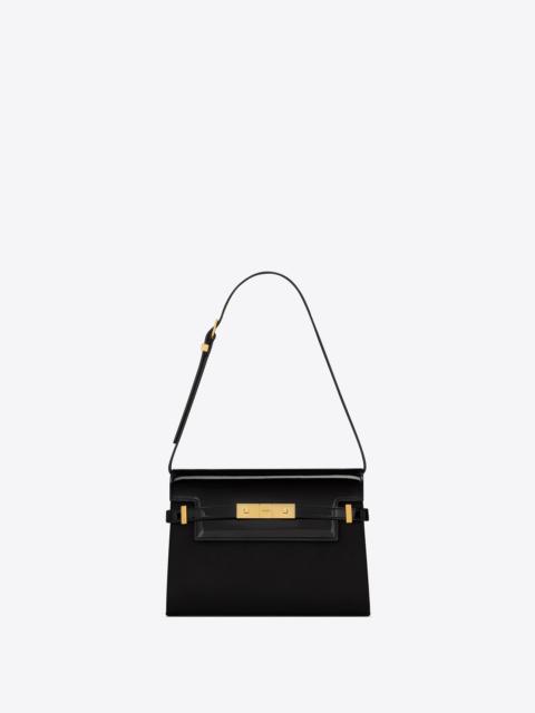 manhattan small shoulder bag in silk satin and leather