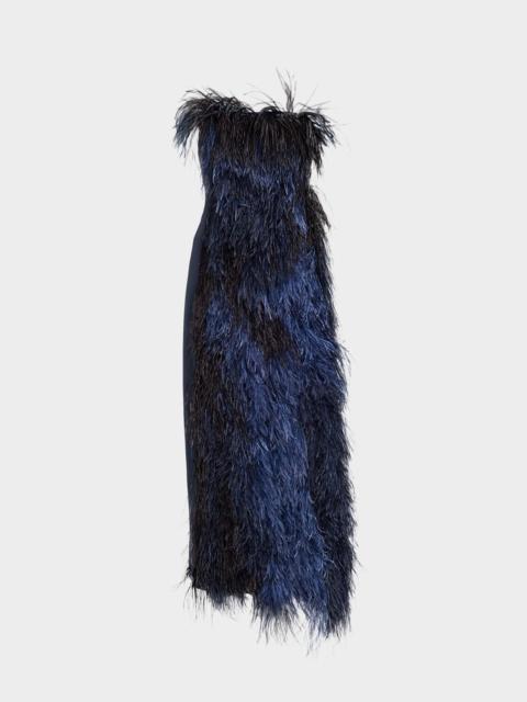 AKRIS Strapless Ostrich Feather Gown
