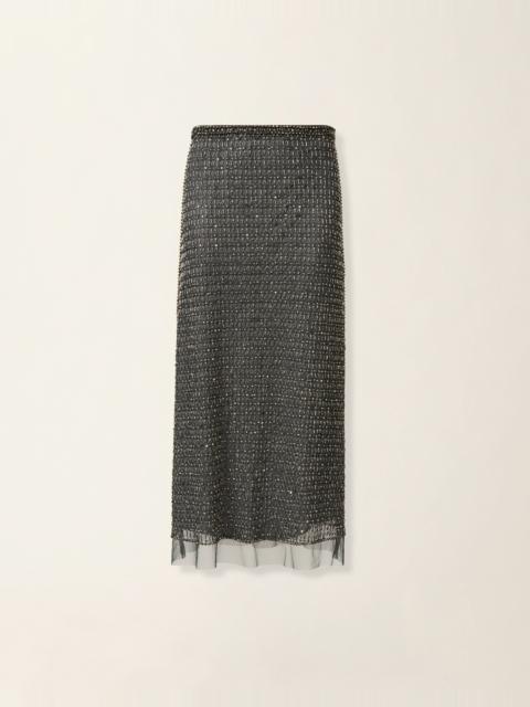 FABIANA FILIPPI Moonlight embroidered tulle midi pencil skirt