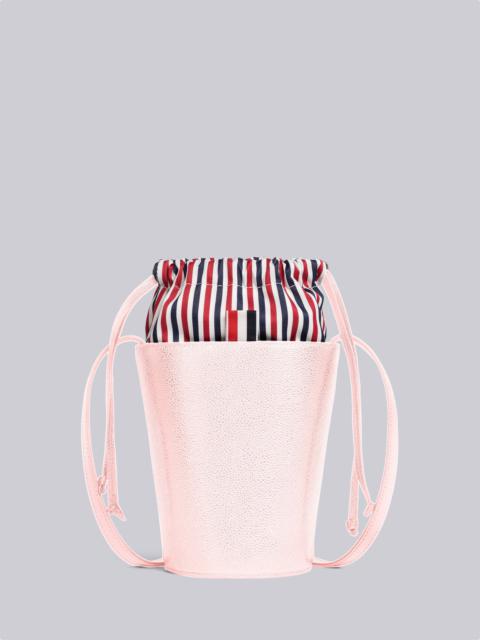 Thom Browne MINI BUCKET BAG W/ RWB LINING POUCH u0026 SHOULDER STRAP IN PEBBLE GRAIN LEATHER