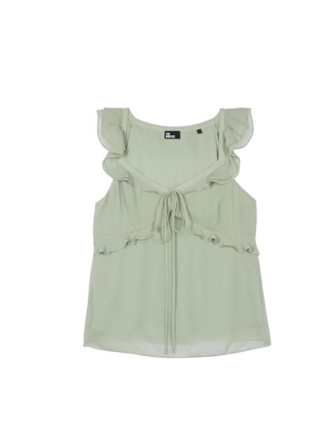 The Kooples GREEN RUFFLED TOP
