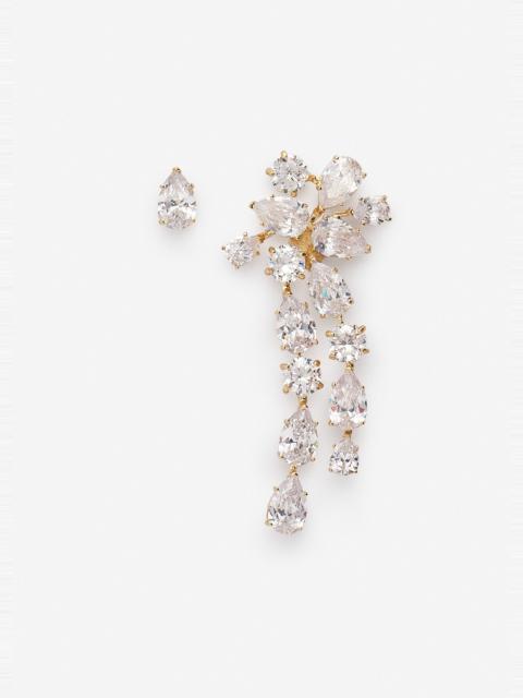 MAGDA BUTRYM Asymmetric crystal cascade earrings in gold