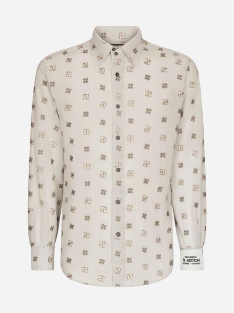 Poplin shirt with flower embroidery