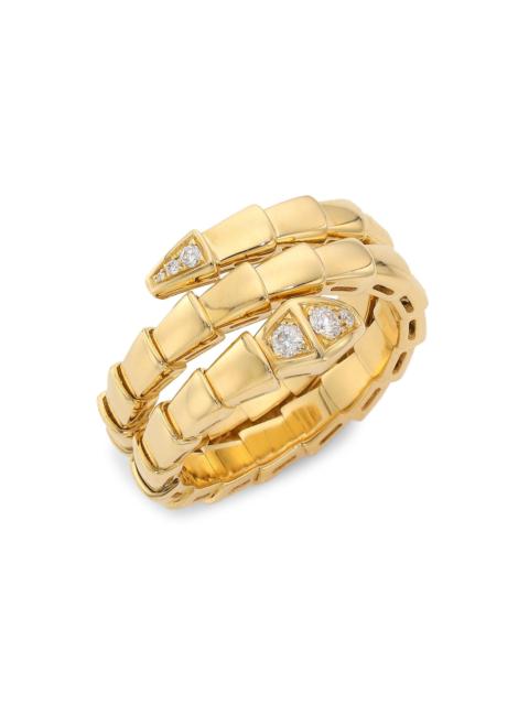 BVLGARI Serpenti Viper 18K Yellow Gold & Diamond 2-Coil Ring