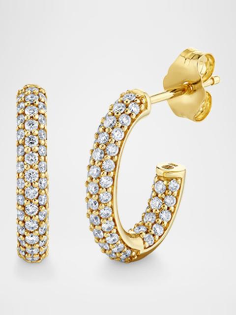 SYDNEY EVAN 14K Yellow Gold Pave Hollow Tube Hoop Earrings