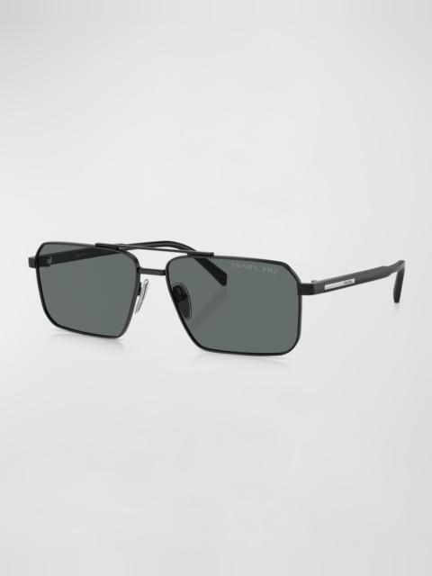 Prada Men's Metal Plaque Sunglasses