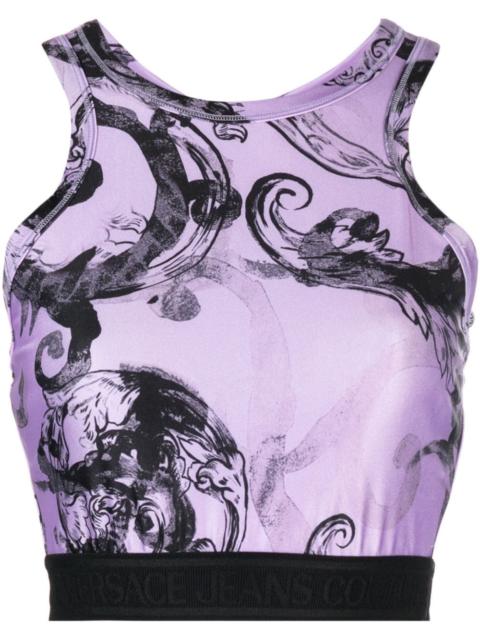 VERSACE JEANS COUTURE baroque-print cropped racerback top