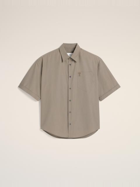 AMI Paris BEIGE COTTON SHORT SLEEVE BOXY SHIRT