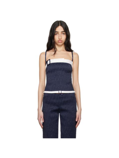 SUPER YAYA Navy & White Audrey Belt Tank Top