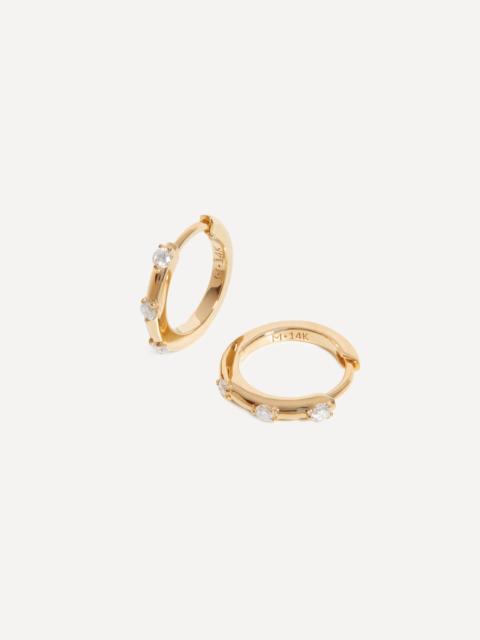 MISSOMA 14ct Gold Fine Diamond Studded Huggie Hoop Earrings
