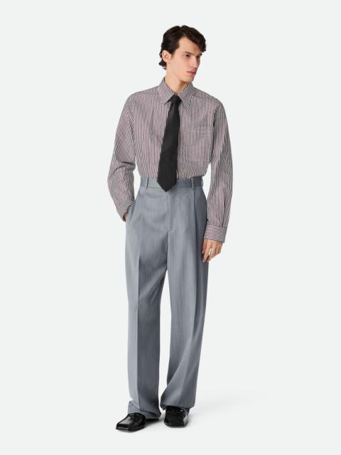 Bottega Veneta Wool Subtle Chevron Wide Leg Trousers