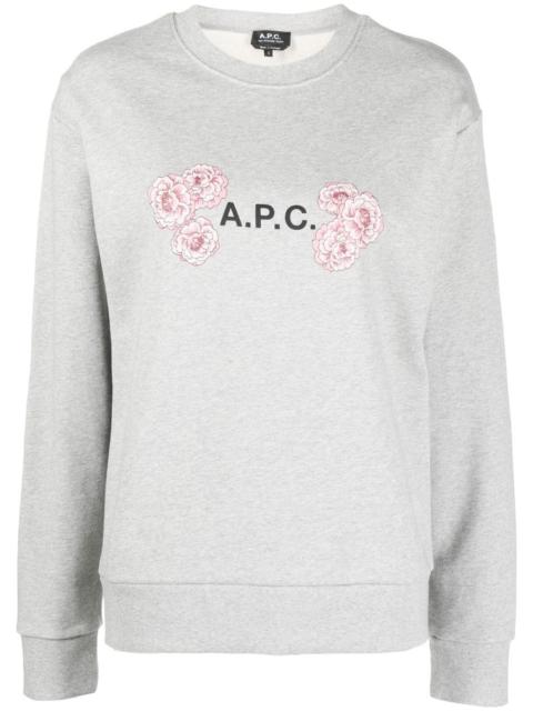 A.P.C. floral logo-print sweatshirt