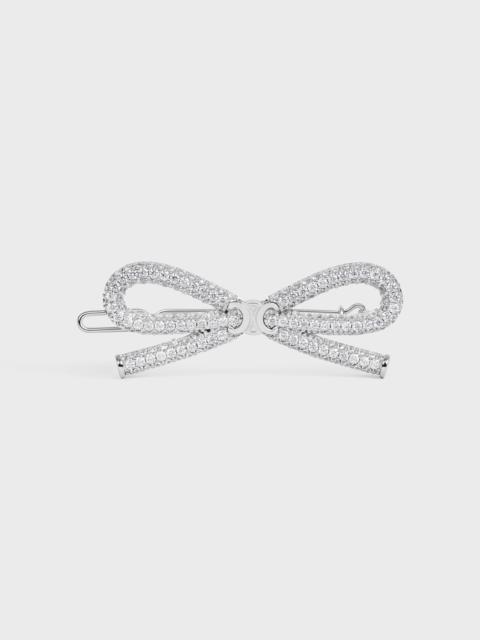 Celine Bow Hair Clip in Strass and Brass with Rhodium Finish