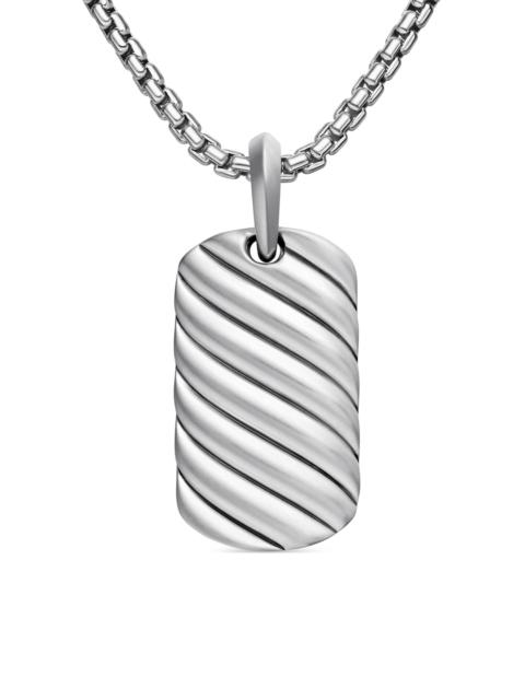 DAVID YURMAN Men's Sculpted Cable Tag in Sterling Silver, 27MM - Silver