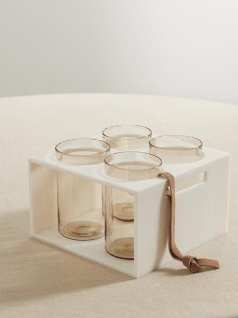 Brunello Cucinelli Set Of Four Water Glasses With Krion Holder
