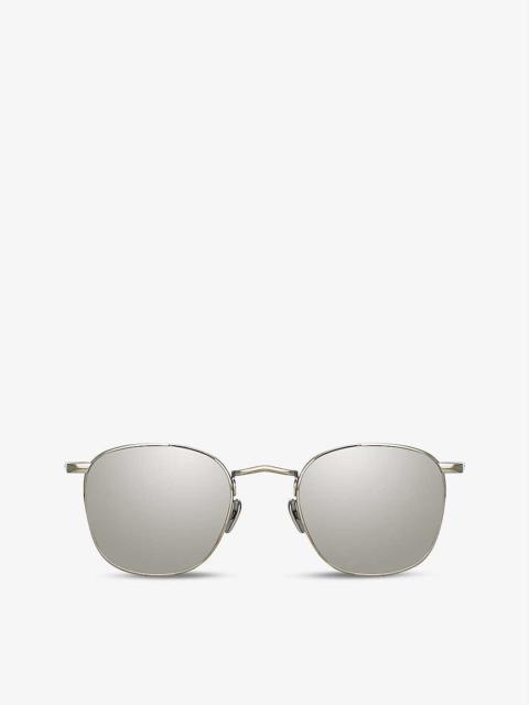 Simon square-frame 22ct white gold-plated titanium sunglasses