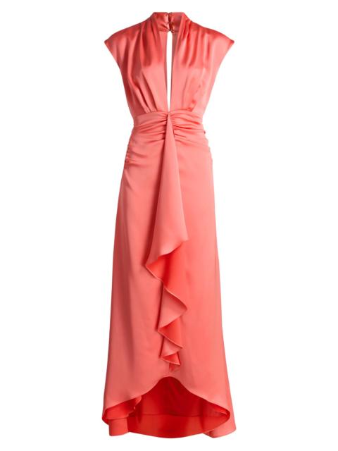 RAMY BROOK Women's Catrin Waterfall Hi-Low Gown - Coral