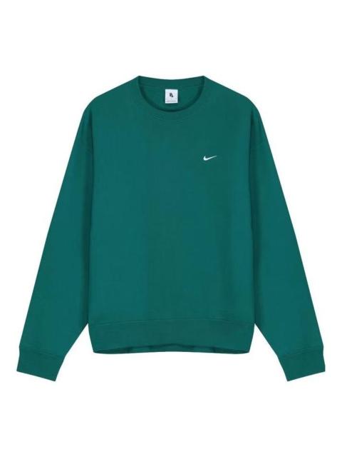 Nike 남자 나이키 자수 로고 단단한 색깔 둥근 목 긴 소매 녹색 CV0554-340