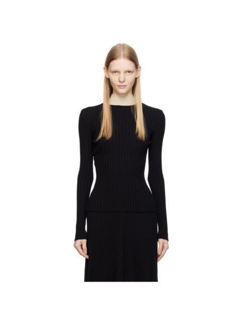 BEVZA Black Colorblocked Turtleneck