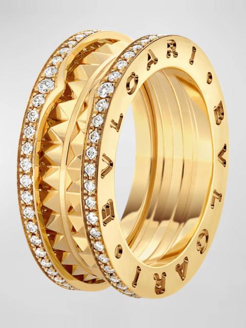 BVLGARI B.Zero1 Yellow Gold Diamond Edge Ring, EU 57 / US 8