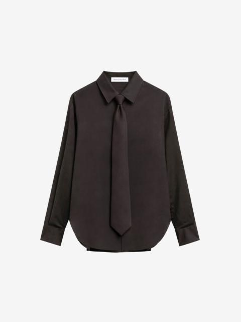 The Frankie Shop Peri Tie Neck Shirt - Brown