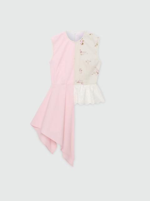 MSGM Pink patchwork poplin and Sangallo top