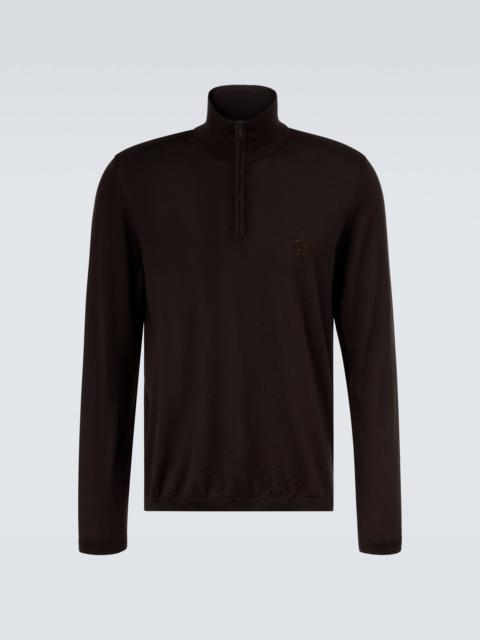 Virgin wool half-zip sweater