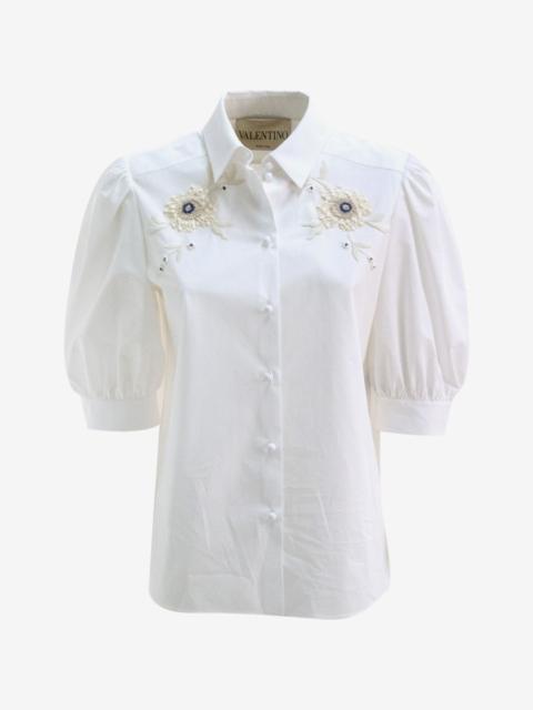 Valentino floral-appliqué puffed-sleeve shirt