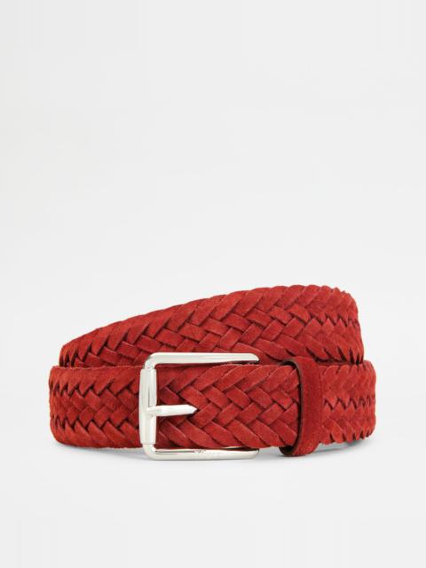 Tod's BELT IN SUEDE - BURGUNDY