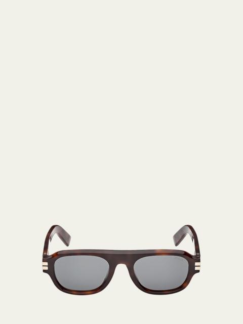 ZEGNA 52mm Acetate Round Sunglasses