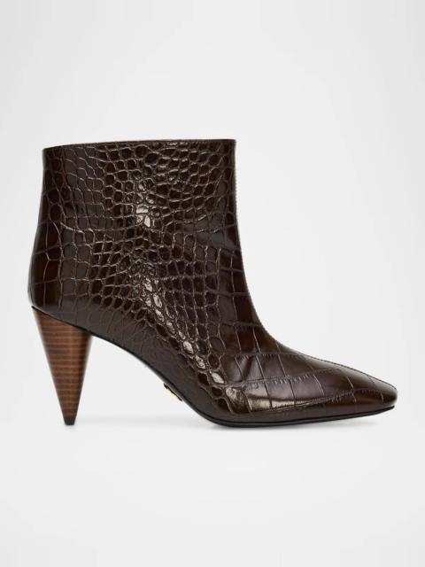 Stella McCartney 85mm Croc-Embossed Vegan Leather Ankle Boots