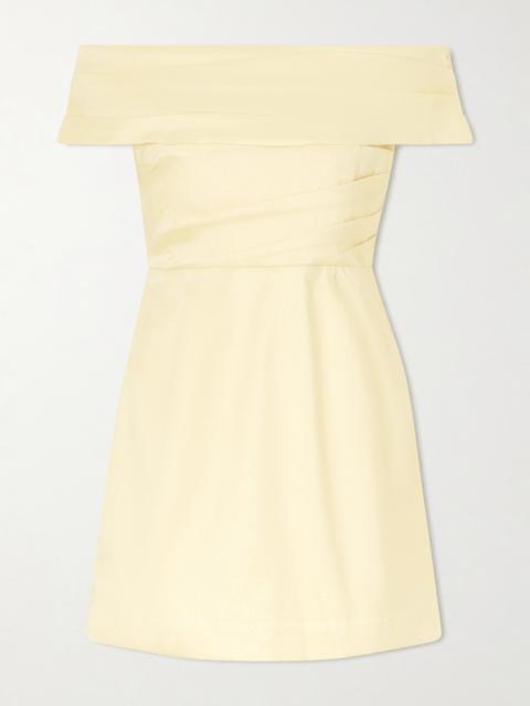REBECCA VALLANCE Mandy Off-the-shoulder Pleated Mini Dress