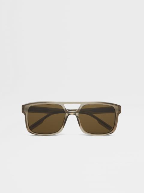 ZEGNA TRANSPARENT BROWN FASHION SHOW SUNGLASSES