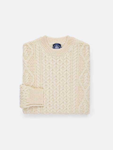 J. PRESS MADE-IN-IRELAND NATURAL ARAN FISHERMAN'S SWEATER