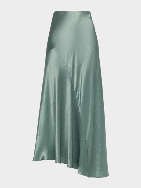 Vince Paneled Bias-Cut Satin Skirt