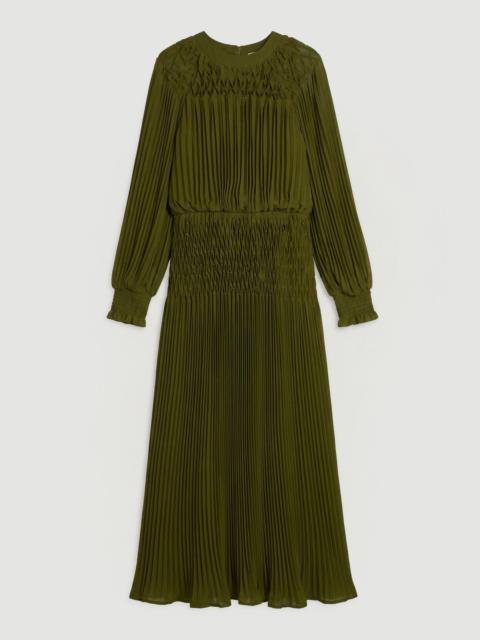 KAREN MILLEN Placement Pleated Balloon Sleeve Maxi Dress