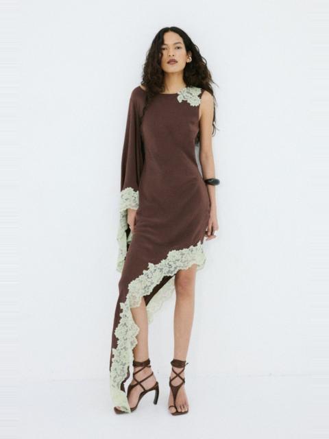 De La Vali VETA MAXI DRESS IN BROWN CREPE DE CHINE